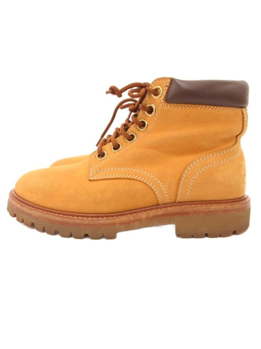 Celine Lace Up Boots Shoes Suede Leather 38 Yellow Brown - Picture 3 of 9
